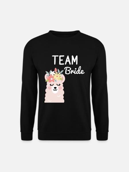 Team Bride Braut Alpaca Lama Alpaka JGA Party - Unisex Pullover - Schwarz