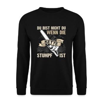 Holzfäller Forstwirt Förster Kettensäge Motorsäge - Unisex Pullover - Schwarz - Vorne - Alina (178cm) & Michal (187cm)