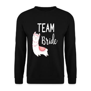 Team Bride Braut Alpaca Lama Alpaka JGA Party - Unisex Sweatshirt - black - Front - Alina (178cm) & Michal (187cm)