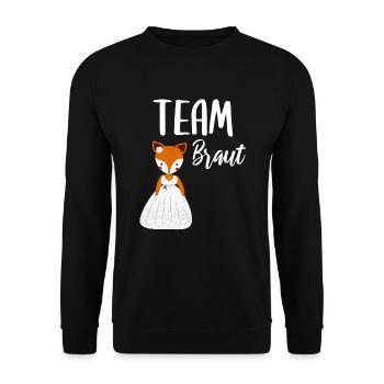Team Braut Bride Fuchs Füchse JGA Party - Unisex Pullover - Schwarz - Vorne - Alina (178cm) & Michal (187cm)