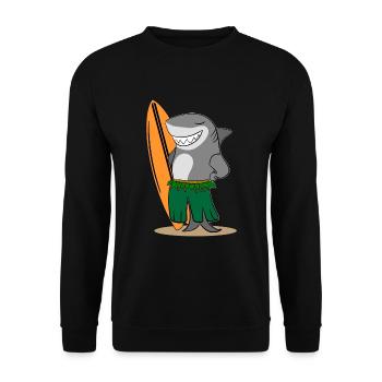 Surfender Hai - Unisex Pullover - Schwarz - Vorne - Alina (178cm) & Michal (187cm)