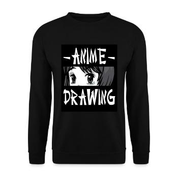 Anime Drawing Manga Otaku Drawing - Unisex Pullover - Schwarz - Vorne - Alina (178cm) & Michal (187cm)