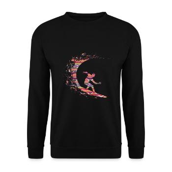 Abstract surfer wave - Unisex Sweatshirt - black - Front - Alina (178cm) & Michal (187cm)