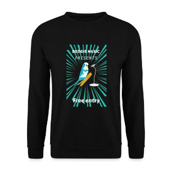Vogel, Wellensittich gibt ein Konzert - Unisex Pullover - Schwarz - Vorne - Alina (178cm) & Michal (187cm)