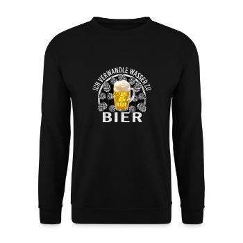 Ich verwandle Wasser zu Bier Bierbrauer Bierbrauen - Unisex Pullover - Schwarz - Vorne - Alina (178cm) & Michal (187cm)