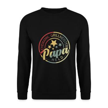Vintage Ehemann Papa Grillmeister Held - Unisex Pullover - Schwarz - Vorne - Alina (178cm) & Michal (187cm)
