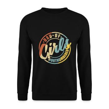 Dad Of Girls Outnumbered - Papa Logo Dad Design - Unisex Sweatshirt - black - Front - Alina (178cm) & Michal (187cm)