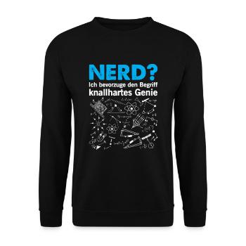 Nerd - Knallhartes Genie - Unisex Pullover - Schwarz - Vorne - Alina (178cm) & Michal (187cm)