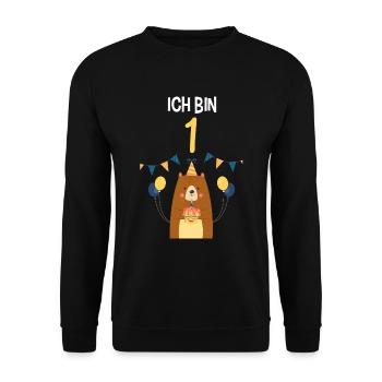 1. Geburtstag Geburtstagsshirt Erster Geburtstag - Unisex Pullover - Schwarz - Vorne - Alina (178cm) & Michal (187cm)