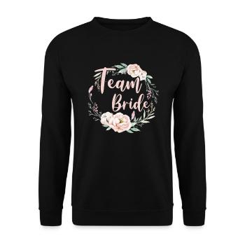 Team Bride Bride Flower Wreath Flowers Engagement JGA - Unisex Sweatshirt - black - Front - Alina (178cm) & Michal (187cm)