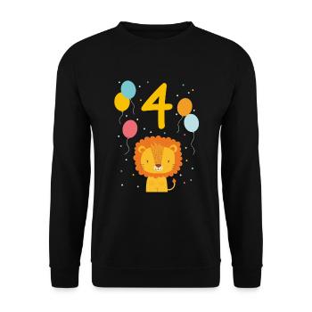 4. Geburtstag Geburtstagsshirt Löwe Vierter Geb - Unisex Pullover - Schwarz - Vorne - Alina (178cm) & Michal (187cm)