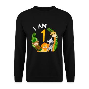 1er anniversaire anniversaire chemise jungle premier - Sweat-shirt Unisexe - noir - Devant - Alina (178cm) & Michal (187cm)
