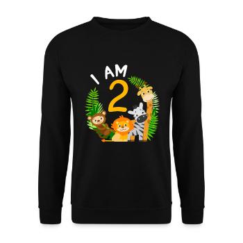 2ème anniversaire chemise anniversaire jungle second - Sweat-shirt Unisexe - noir - Devant - Alina (178cm) & Michal (187cm)