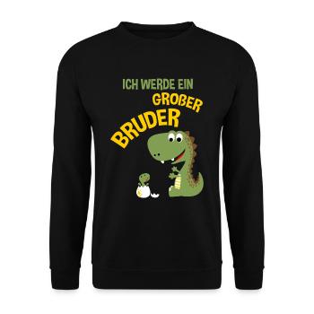 Ich Werde Ein Großer Bruder Dinosaurier Dino - Unisex Pullover - Schwarz - Vorne - Alina (178cm) & Michal (187cm)