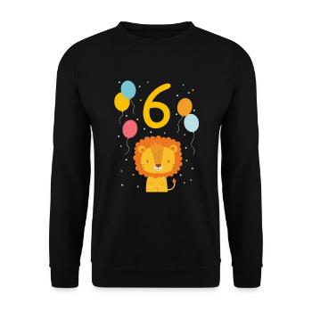 6th birthday birthday shirt lion sixth geb - Unisex Sweatshirt - black - Front - Alina (178cm) & Michal (187cm)