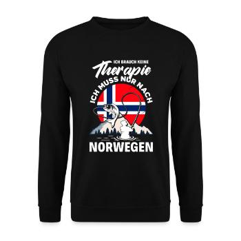Ich Brauche Keine Therapie Ich Muss Nach Norwegen - Unisex Pullover - Schwarz - Vorne - Alina (178cm) & Michal (187cm)