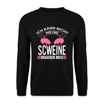 Schweinebauer Schweinezüchter Bauer Landwirt - Unisex Pullover - Schwarz - Vorne - Alina (178cm) & Michal (187cm)