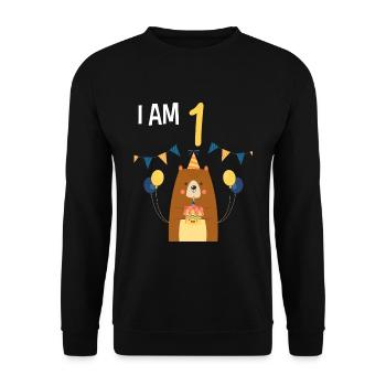 1er anniversaire chemise anniversaire ours 1 an - Sweat-shirt Unisexe - noir - Devant - Alina (178cm) & Michal (187cm)