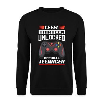 13th birthday boy teenager birthday gamer - Unisex Sweatshirt - black - Front - Alina (178cm) & Michal (187cm)
