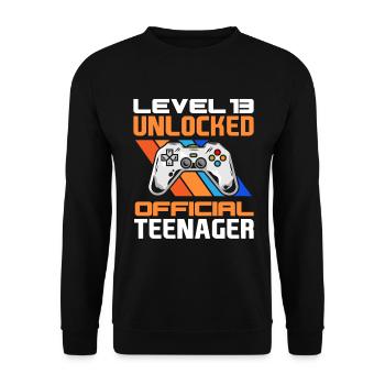 13th birthday boy teenager birthday gamer - Unisex Sweatshirt - black - Front - Alina (178cm) & Michal (187cm)