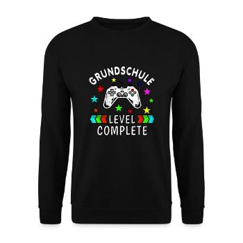 Grundschule Abschluss Grundschule Level Complete - Unisex Pullover - Schwarz - Vorne - Alina (178cm) & Michal (187cm)