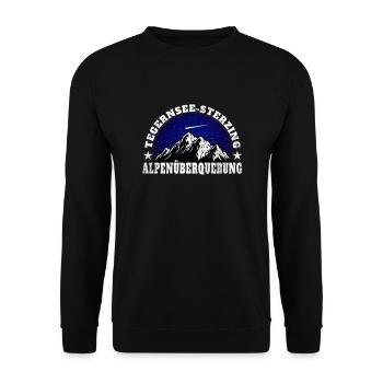 Alpenüberquerung Tegernsee Sterzing Alpen Wanderer - Unisex Pullover - Schwarz - Vorne - Alina (178cm) & Michal (187cm)