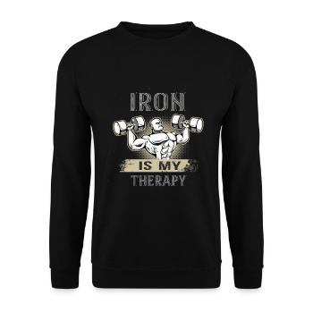 Gym Fitness Training Gym Fitti Iron - Unisex Sweatshirt - black - Front - Alina (178cm) & Michal (187cm)