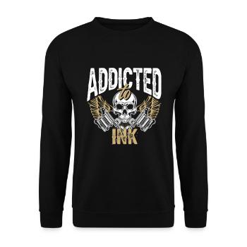 Addicted To Ink Tattoo Tattoo Artist Tattoos Gift - Unisex Sweatshirt - black - Front - Alina (178cm) & Michal (187cm)