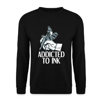 Addicted To Ink Tattoo Tattoo Artist Tattoos Gift - Unisex Sweatshirt - black - Front - Alina (178cm) & Michal (187cm)