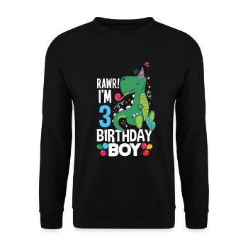 3rd birthday boy 3 years dinosaur T Rex - Unisex Sweatshirt - black - Front - Alina (178cm) & Michal (187cm)