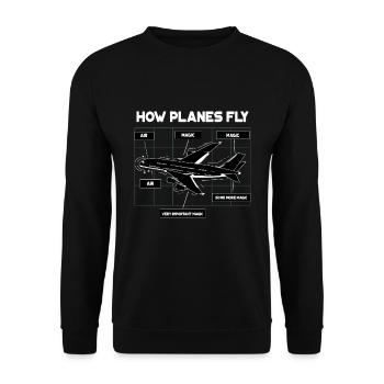 How Planes Fly Design für Flugschüler und - Unisex Pullover - Schwarz - Vorne - Alina (178cm) & Michal (187cm)