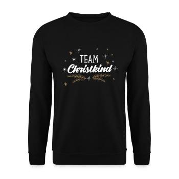 Team Christkind Motiv für Familien Weihnachten - Unisex Pullover - Schwarz - Vorne - Alina (178cm) & Michal (187cm)