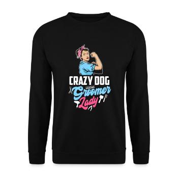 Crazy Dog Groomer Lady Pet Groomer - Unisex Sweatshirt - black - Front - Alina (178cm) & Michal (187cm)