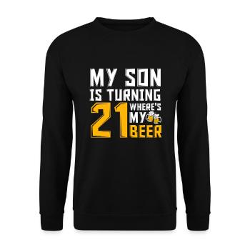 21e anniversaire 21 ans fils papa maman T-shirt - Sweat-shirt Unisexe - noir - Devant - Alina (178cm) & Michal (187cm)