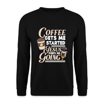 Kaffee Und Jesus Christus Christ Religion Religiös - Unisex Pullover - Schwarz - Vorne - Alina (178cm) & Michal (187cm)