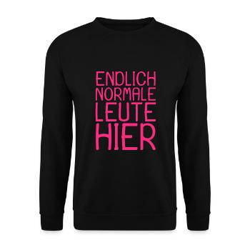 Normale Leute Lustiger Spruch lustig - Unisex Pullover - Schwarz - Vorne - Alina (178cm) & Michal (187cm)