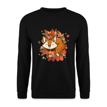 Cute fox autumn leaves fox lovers - Unisex Sweatshirt - black - Front - Alina (178cm) & Michal (187cm)