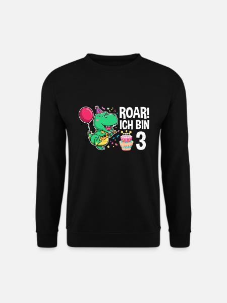 3. Geburtstag Junge 3 Jahre Dinosaurier T Rex - Unisex Pullover - Schwarz