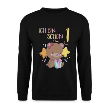1er anniversaire fille 1 an ours j'ai 1 an - Sweat-shirt Unisexe - noir - Devant - Alina (178cm) & Michal (187cm)