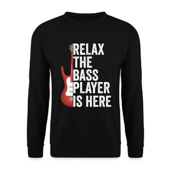 Bass Bassist Bass-Gitarrist Geschenkidee Lustig - Unisex Pullover - Schwarz - Vorne - Alina (178cm) & Michal (187cm)