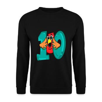 10 Geburtstag - Papagei Vogel mit der Nummer 10 - Unisex Pullover - Schwarz - Vorne - Alina (178cm) & Michal (187cm)