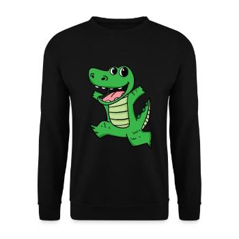 Crocodile mignon heureux drôle - Sweat-shirt Unisexe - noir - Devant - Alina (178cm) & Michal (187cm)