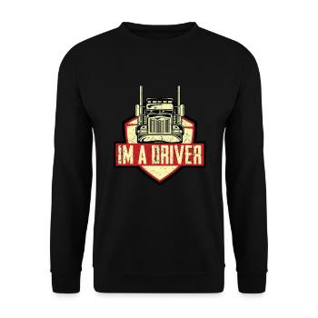Truck Vater LKW Fahrer Spedition Lastwagen Laster - Unisex Pullover - Schwarz - Vorne - Alina (178cm) & Michal (187cm)