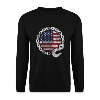 Lustiges Abschlepper Abschleppwagenfahrer Geschenk - Unisex Pullover - Schwarz - Vorne - Alina (178cm) & Michal (187cm)
