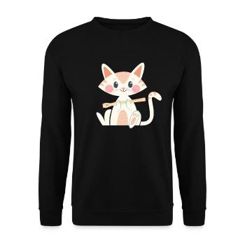 Flutist flutist flute flute player cat - Unisex Sweatshirt - black - Front - Alina (178cm) & Michal (187cm)