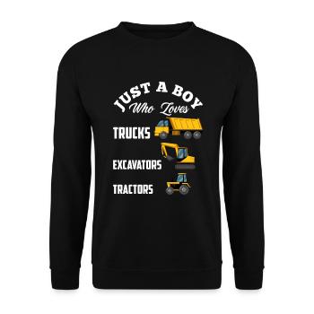 Jungs Bagger LKW Traktor Liebhaber Geschenk - Unisex Pullover - Schwarz - Vorne - Alina (178cm) & Michal (187cm)