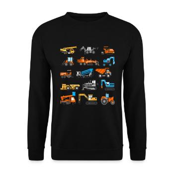 Kinder Jungs Baustellenfahrzeuge Bagger Geschenk - Unisex Pullover - Schwarz - Vorne - Alina (178cm) & Michal (187cm)