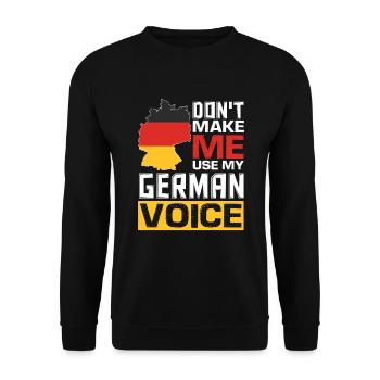 Lustige Deutsche Zitate Deutschsprachige Deutsch - Unisex Pullover - Schwarz - Vorne - Alina (178cm) & Michal (187cm)