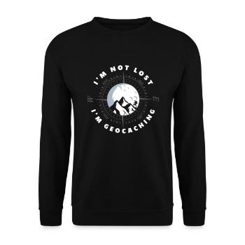 Funny Geocacher Geocache Geocaching Gift - Unisex Sweatshirt - black - Front - Alina (178cm) & Michal (187cm)