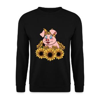 Piggy sucré aux tournesols - Sweat-shirt Unisexe - noir - Devant - Alina (178cm) & Michal (187cm)